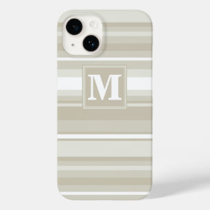 Monogram sandstone stripes Case-Mate iPhone 14 case