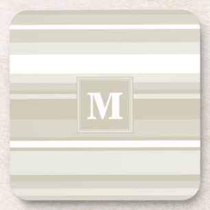Monogram sandstone stripes coaster