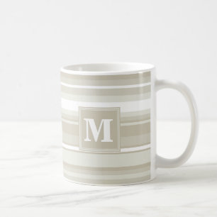 Monogram sandstone stripes coffee mug