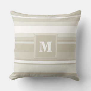 Monogram sandstone stripes cushion
