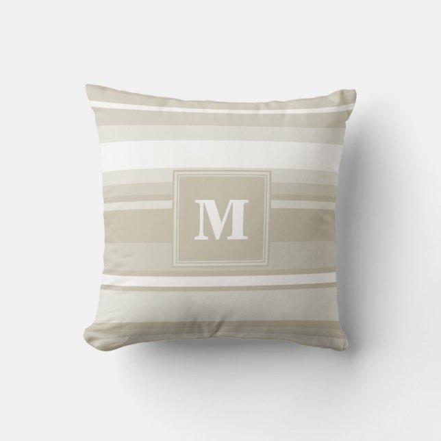 Monogram sandstone stripes cushion (Front)