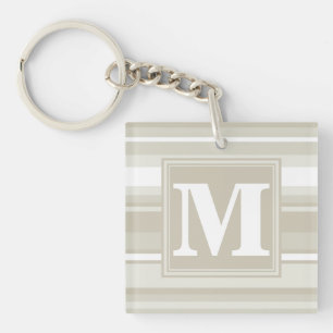 Monogram sandstone stripes key ring