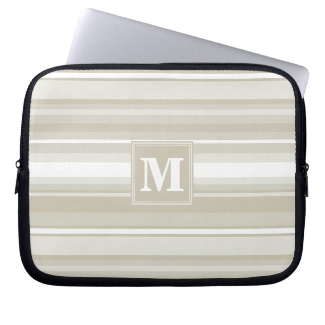 Monogram sandstone stripes laptop sleeve (Front)