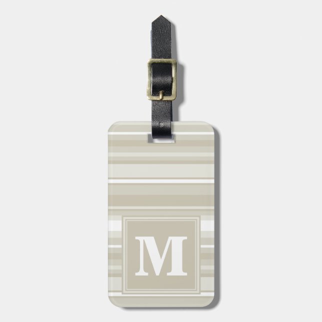 Monogram sandstone stripes luggage tag (Front Vertical)