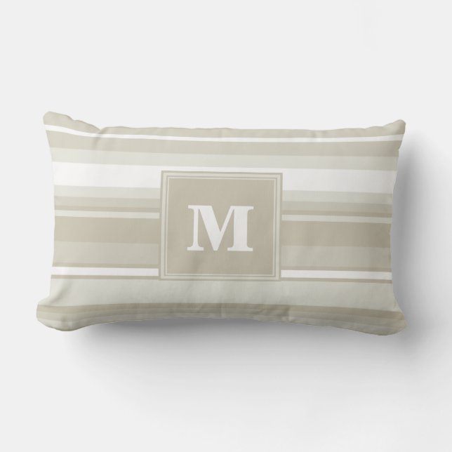 Monogram sandstone stripes lumbar cushion (Front)