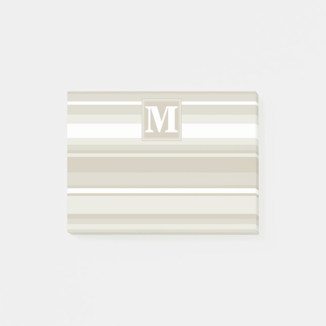 Monogram sandstone stripes post-it notes (Front)