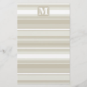 Monogram sandstone stripes stationery