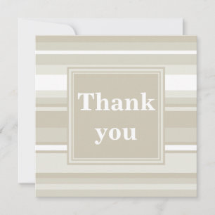 Monogram sandstone stripes thank you card