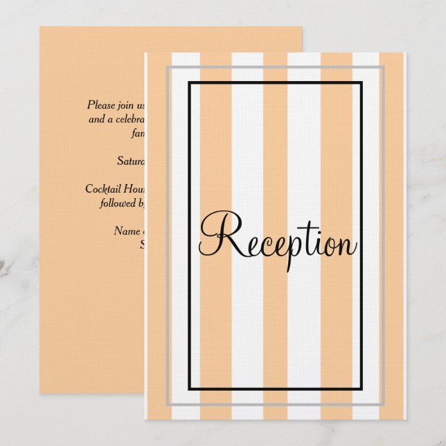 Monogram Sandy Beach Silver White Stripes Invitation (Front/Back)