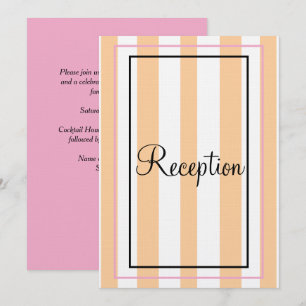 Monogram Sandy Beach White Stripes Pink Reception Invitation