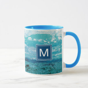 Monogram   Sapphire Blue Watercolor Mug