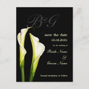 Monogram Save the Date, calla lily postcards