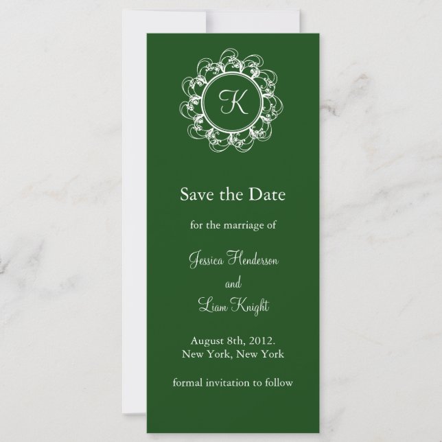 Monogram Save the Date (green) (Front)