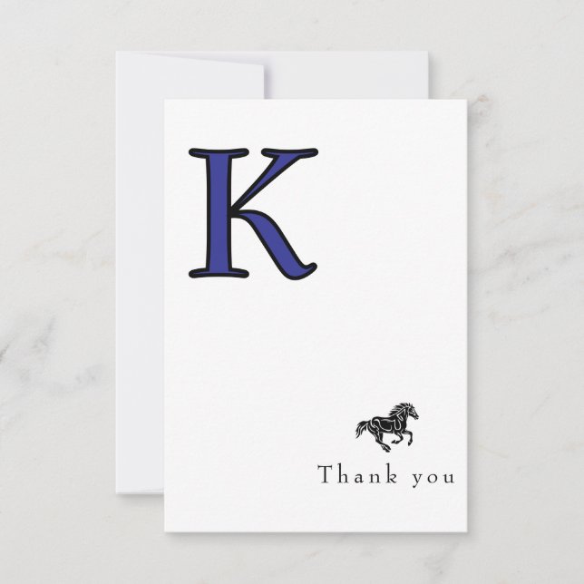 Monogram School Logo Personalised Name II Thank You Card (Front)