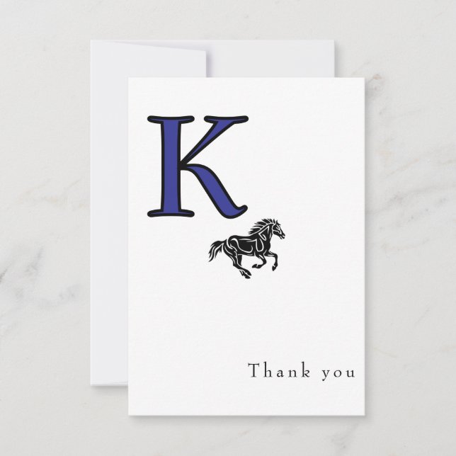 Monogram School Logo Personalised Name  Thank You Card (Front)