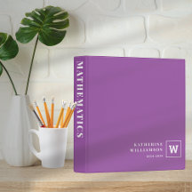 Monogram School Subject Student Purple Custom Name