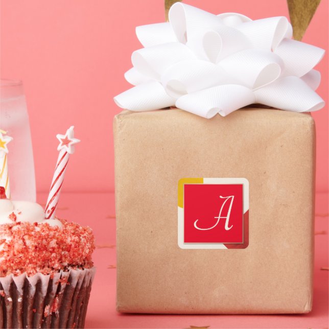 Monogram script A Square Sticker (Party)