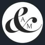 Monogram Script Ampersand Wedding Classic Round Sticker<br><div class="desc">Infuse your celebration with personalised charm through our bespoke wedding stickers, designed to embody grace and refinement. Each sticker showcases your monogram in a distinguished serif typeface, evoking timeless elegance and the enduring strength of your union. A flowing ampersand in classic script delicately intertwines your initials, capturing the beauty of...</div>