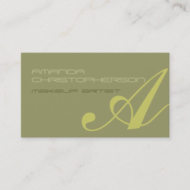 Monogram Script Beige Makeup Artist Business Card (Front)