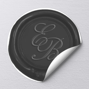 Monogram Script Black Wax Seal Wedding Favour