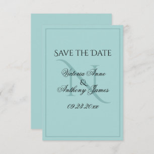 Monogram Script Blue Initial Wedding Save The Date