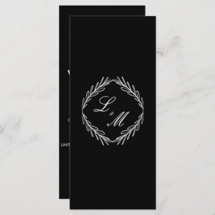 Monogram Script Branch Black W Wedding Program  Menu