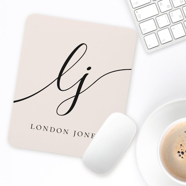Monogram Script Calligraphy Elegant Feminine Mouse Mat (Creator Uploaded)