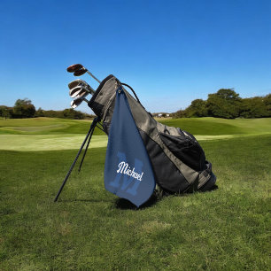 Monogram Script Calligraphy Navy Blue Golf Towel