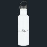 Monogram Script Calligraphy Simple name  710 Ml Water Bottle<br><div class="desc">This design may be personalised in the area provided by changing the photo and/or text. Or it can be customised by clicking Personalise this Template and then choosing the click to customise further option and delete or change the colour of the background, add text, change the text colour or style,...</div>