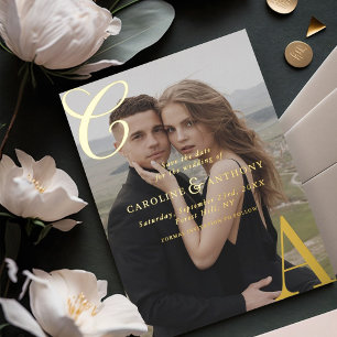 Monogram Script Custom Photo Save The Date