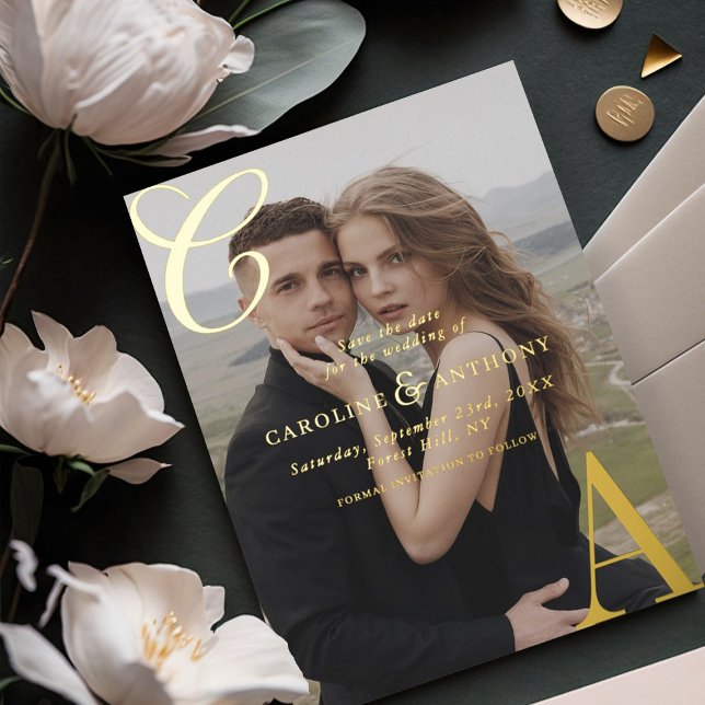 Monogram Script | Custom Photo Save The Date (Creator Uploaded)