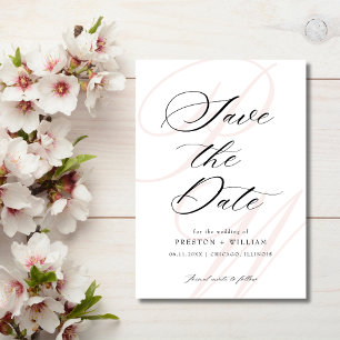 Monogram Script Elegant Photo Wedding Save The Date