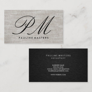 Monogram Script Fabric Material Business Card