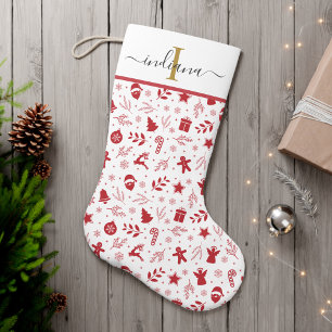 Monogram Script Festive Holidays Large Christmas Stocking