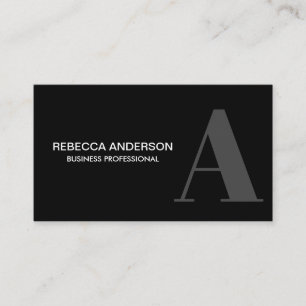 Monogram Script Grey Black Background Business C Card
