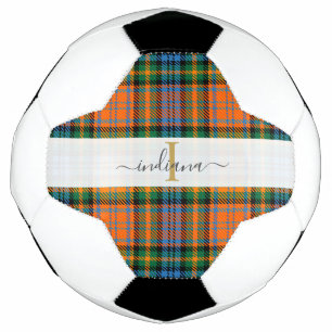 Monogram Script Initial Name Plaid Tartan Football