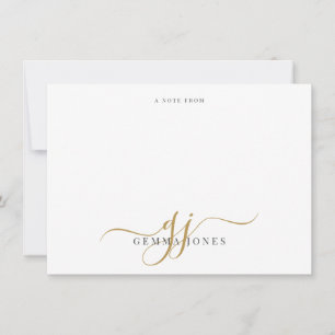 Monogram Script Initials Gold Black Note From Card