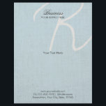 Monogram Script Light Blue Faux Linen Brochures<br><div class="desc">Monogram Script Light Blue Faux Linen Brochures.</div>