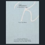 Monogram Script Light Blue Faux Linen Brochures<br><div class="desc">Monogram Script Light Blue Faux Linen Brochures.</div>