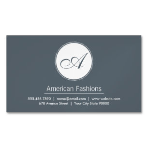Monogram   Script Magnetic Business Card