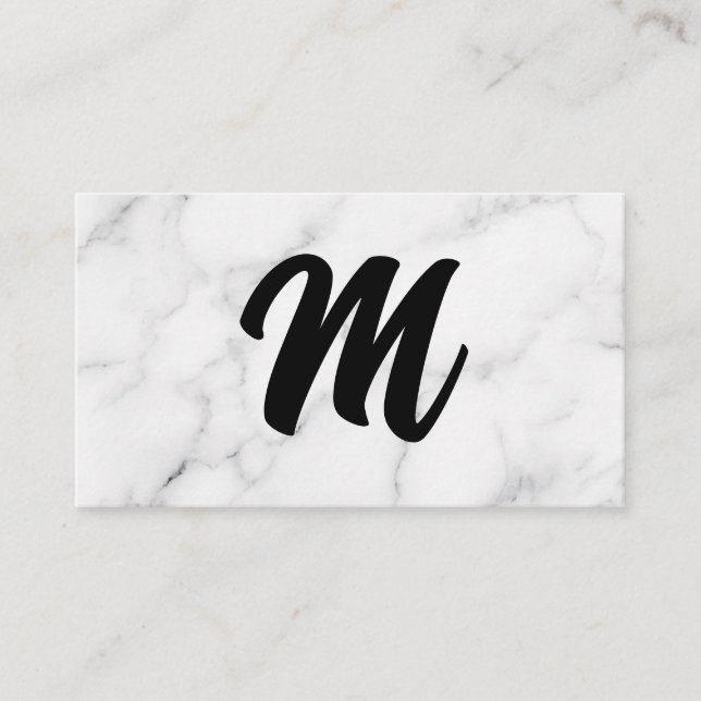 Monogram Script | Marble Background Business Card (Front)