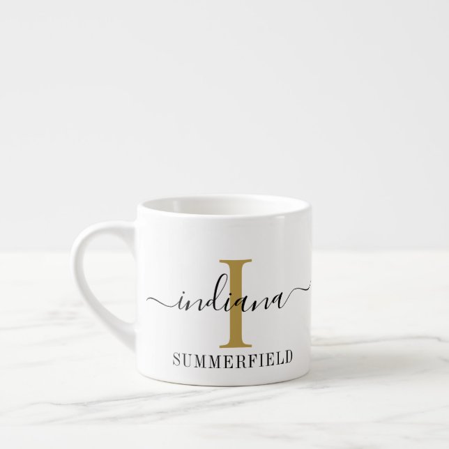 Monogram Script Name and Initial Espresso Cup (Left)