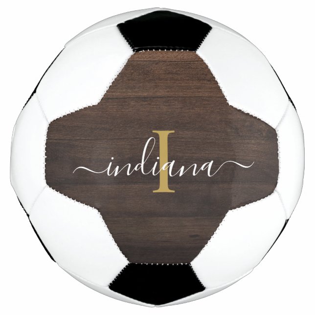 Monogram Script Name Initial Girl Custom Rustic Football (Front)