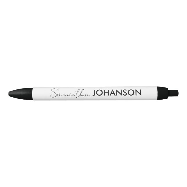 Monogram Script Name | Modern Minimalist Feminine Black Ink Pen (Front)
