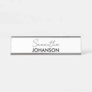 Monogram Script Name   Modern Minimalist Feminine Desk Name Plate
