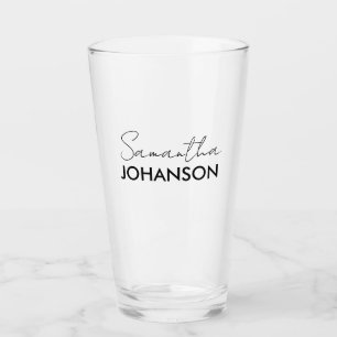 Monogram Script Name Modern Minimalist Feminine Glass