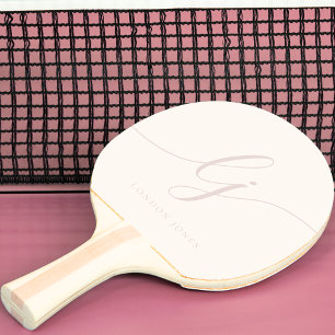 Monogram Script Name Modern Monogrammed Ivory Pink Ping Pong Paddle