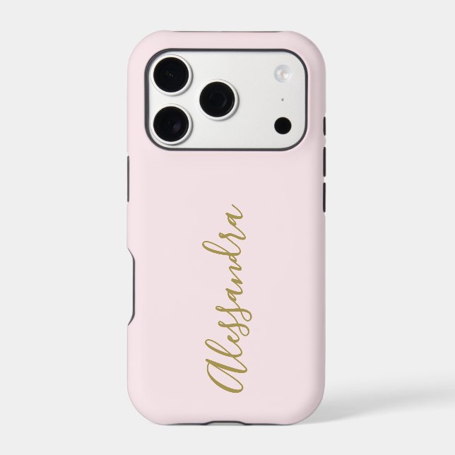 Monogram Script Name Pastel Pink Gold Minimalist  (Back)