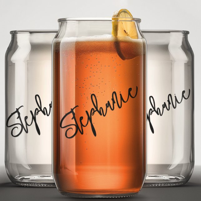 Monogram Script Name Personalised  Can Glass (Creator Uploaded)