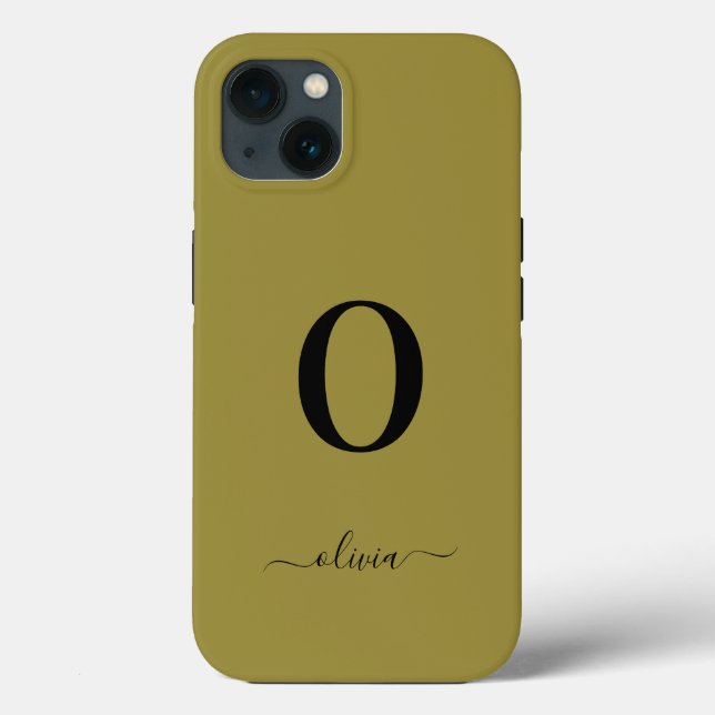 Monogram Script Name Personalised Gold And Black Case-Mate iPhone Case (Back)